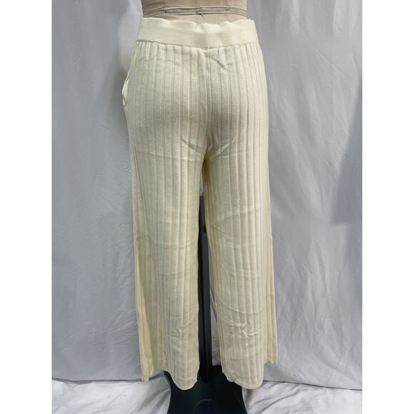 Varley 'Simeon' White Viscose Wide Rib Knit Trouser Size M - Picture 3 of 5